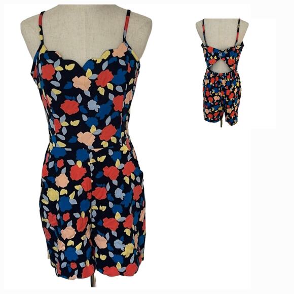 Hawthorne romper shorts size‎ large floral colorful bright cut-out back - Picture 1 of 7